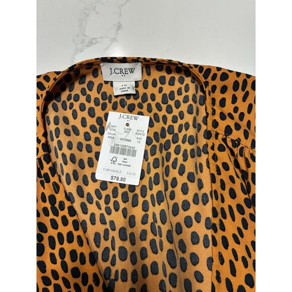 NWT J Crew Women Gold Size 10 Animal Print Short Sleeve Drapey Twill Wrap - Picture 4 of 4